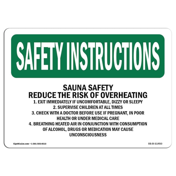 Signmission OSHA INSTRUCTIONS, 3.5" Height, Decal, 5" x 3.5", Landscape, Sauna Reduce Risk Of Overheating OS-SI-D-35-L-11450 - main